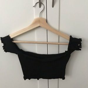 Black off the shoulder crop top